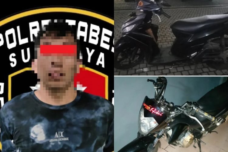 Pelaku (MJR) beserta barang bukti yang berhasil diamankan (Humas Polrestabes Surabaya)