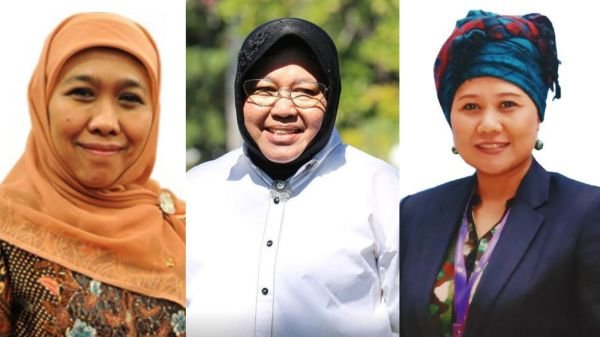 Dari kiri: Khofifah Indar Parawansa, Tri Rismaharini dan Luluk Nur Hamidah (Source: Wikipedia)