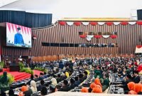 Presiden Prabowo Subianto menyampaikan pidato pertamanya usai Pengucapan Sumpah sebagai Presiden RI masa jabatan 2024-2029, di Gedung Nusantara MPR/DPR/DPD, Jakarta, Minggu, 20 Oktober 2024 (Foto: BPMI Setpres)