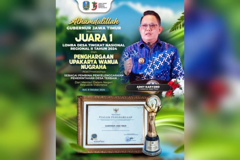 Penghargaan Upakarya Wanua Nugraha dari Kemendagri RI (dok. Pemprov Jatim)