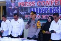 Konferensi pers begal payudara di Mapolres Bondowoso, Senin (7/10/2024) (Hum/Res Bondowoso