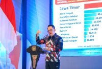 Penjabat (Pj) Gubernur Jawa Timur, Adhy Karyono saat membuka Konsultasi Regional (Konreg) PDRB 2024 di Kota Malang, Kamis (10/10/2024). (Pemprov Jatim)