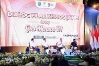 Dialog Pilar Kesejahteraan Sosial (Kessos) di halaman Gedung Negara Grahadi, Surabaya, Kamis (10/10/2024) malam.