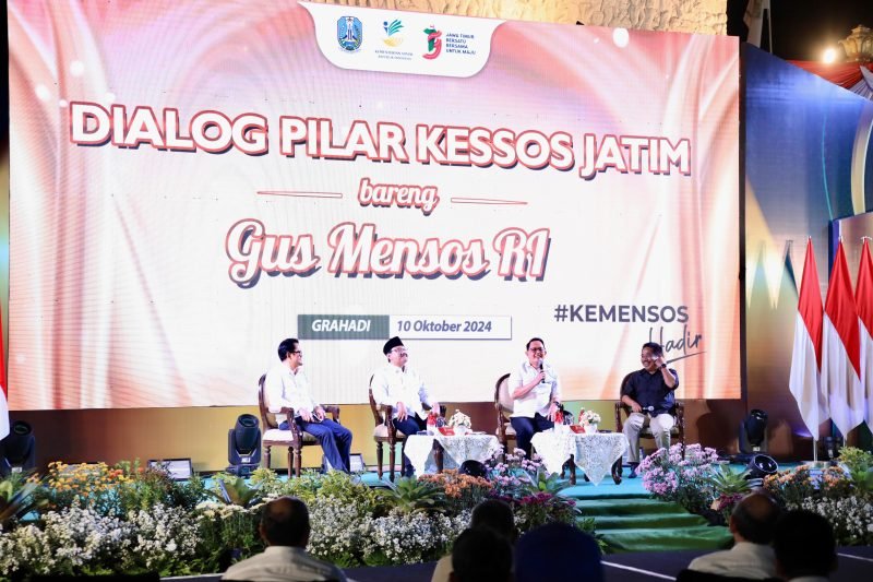 Dialog Pilar Kesejahteraan Sosial (Kessos) di halaman Gedung Negara Grahadi, Surabaya, Kamis (10/10/2024) malam.
