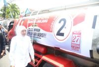 Distribusi bantuan air bersih untuk lima desa terdampak kekeringan di Kabupaten Lumajang, Minggu (13/10/2024).