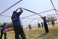 Pelatihan mitigasi bencana di Taman Hiburan Pantai (THP) Kenjeran, Minggu (13/10/2024).
