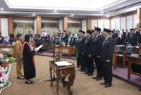 Upacara pelantikan Pimpinan DPRD Gresik periode 2024-2029, Senin (7/10/2024). (Sc: Kominfo Gresik)