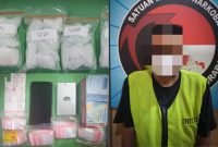 Tersangka beserta barang bukti narkotika yang berhasil diamankan polisi (dok. Polrestabes Surabaya)