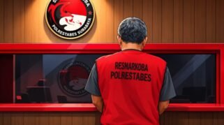 Ilustrasi tersangka saat diamankan aparat kepolisian (Cre-AI)