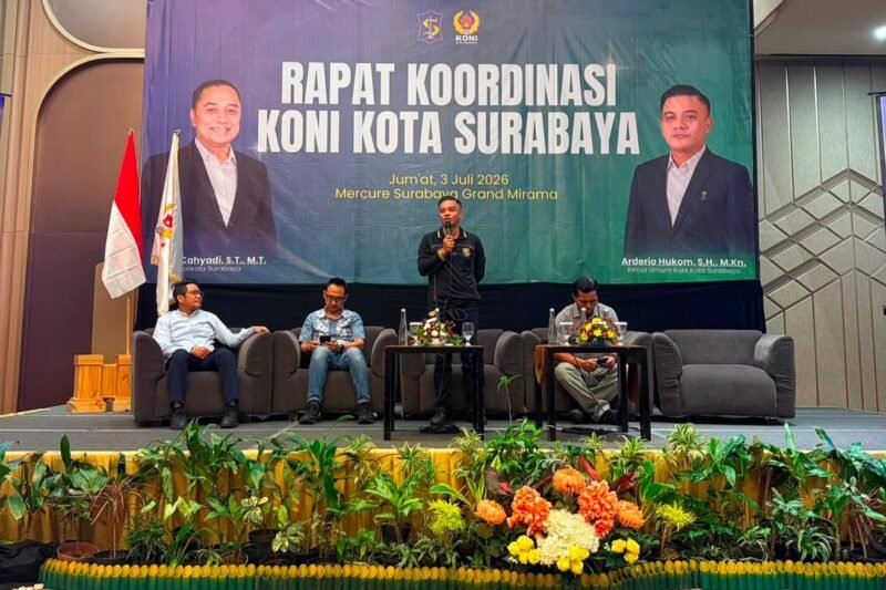 Rapat Koordinasi (Rakor) KONI Surabaya bersama seluruh cabor anggota di Kota Surabaya, Jumat (3/7/2026).